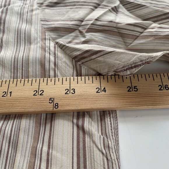 Murano Shirt Size Large Brown Tan Striped Short Sleeve Camp 100% Silk Button Up - Picture 3 of 7